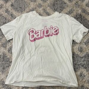 Barbie Tee in White with Pink Logo
